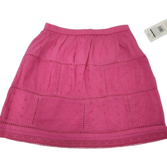 Just Friends Y2K Eyelet Pink Girl's Skirt 100% Cotton Size XL 6 NWT - Picture 2 of 8